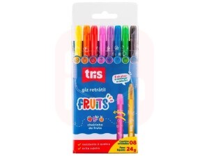 Giz Retrátil Fruits 8 Cores E Cheiros Sortidos Tris